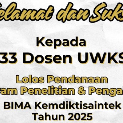 Selamat kepada Dosen UWKS Penerima Hibah DPPM Dikti Tahun 2025