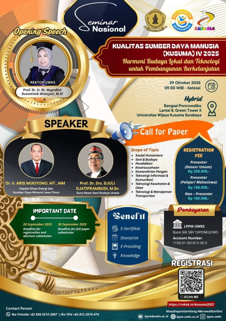 Semnas KUSUMA IV 2025: UWKS Perkuat SDM Berbasis Teknologi dan Nilai Budaya Lokal
